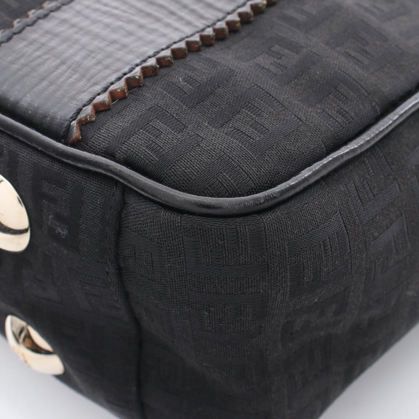 ズッキーノ ハンドバッグ トートバッグ キャンバス レザー ブラック フェンディ バッグ FENDI