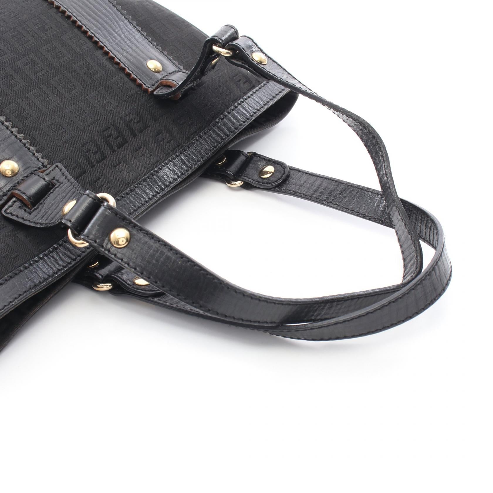 ズッキーノ ハンドバッグ トートバッグ キャンバス レザー ブラック フェンディ バッグ FENDI
