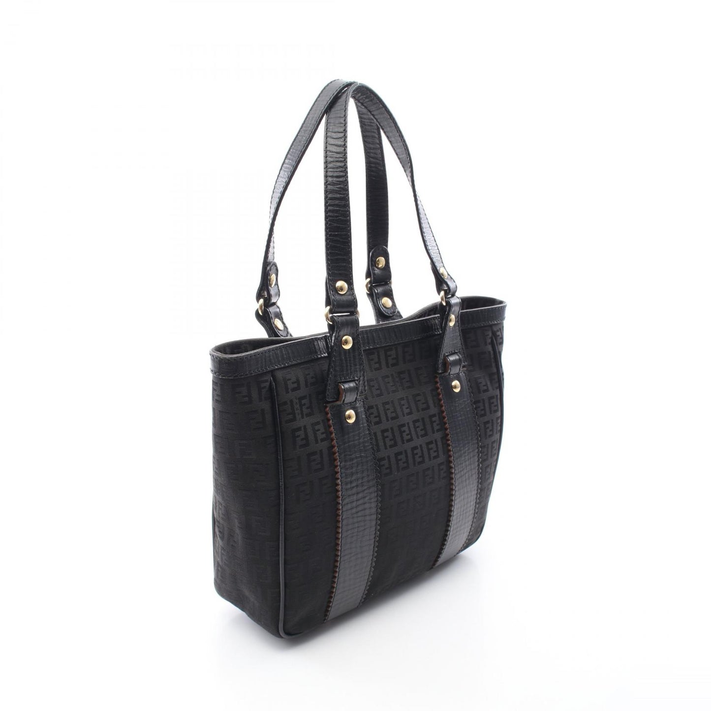 ズッキーノ ハンドバッグ トートバッグ キャンバス レザー ブラック フェンディ バッグ FENDI