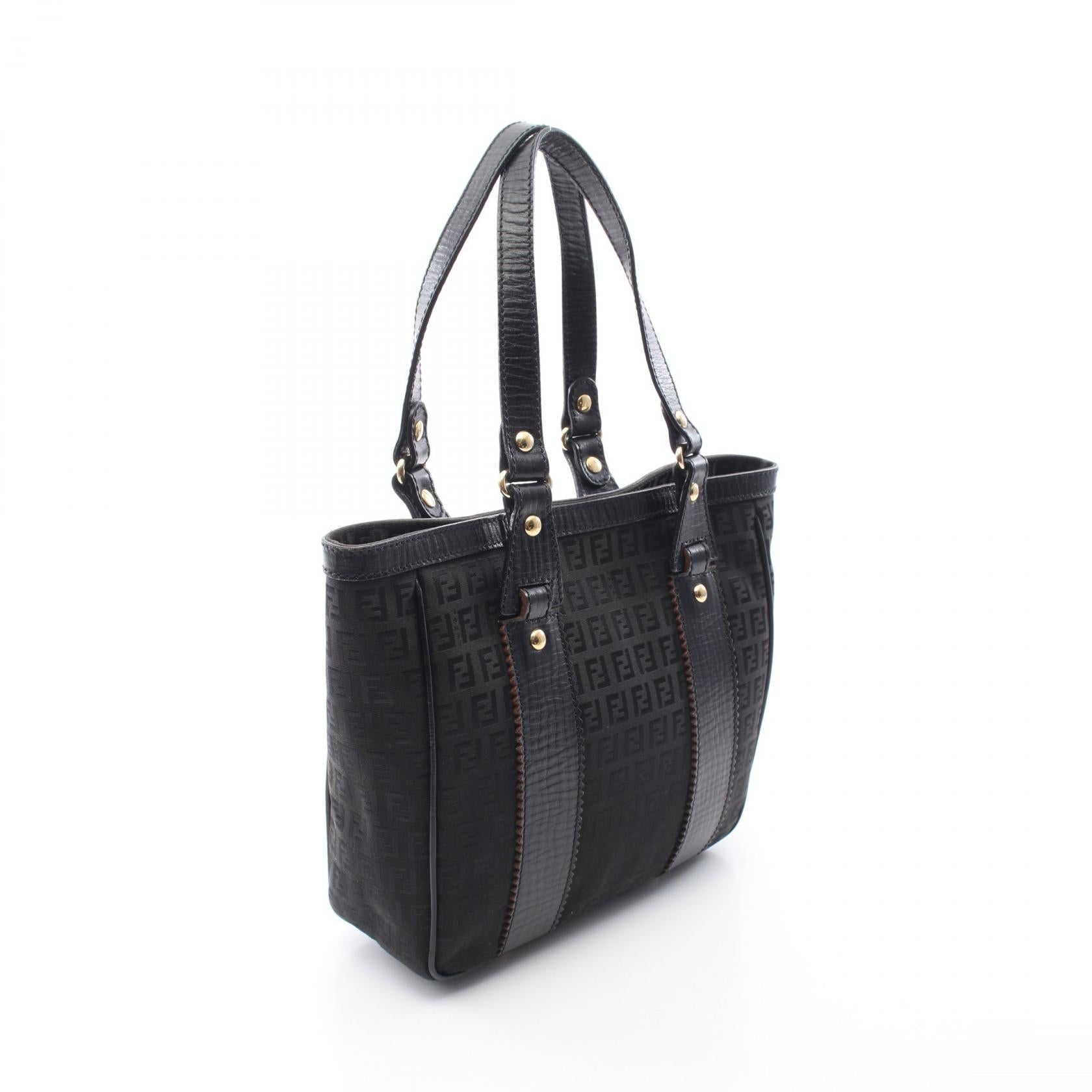 ズッキーノ ハンドバッグ トートバッグ キャンバス レザー ブラック フェンディ バッグ FENDI