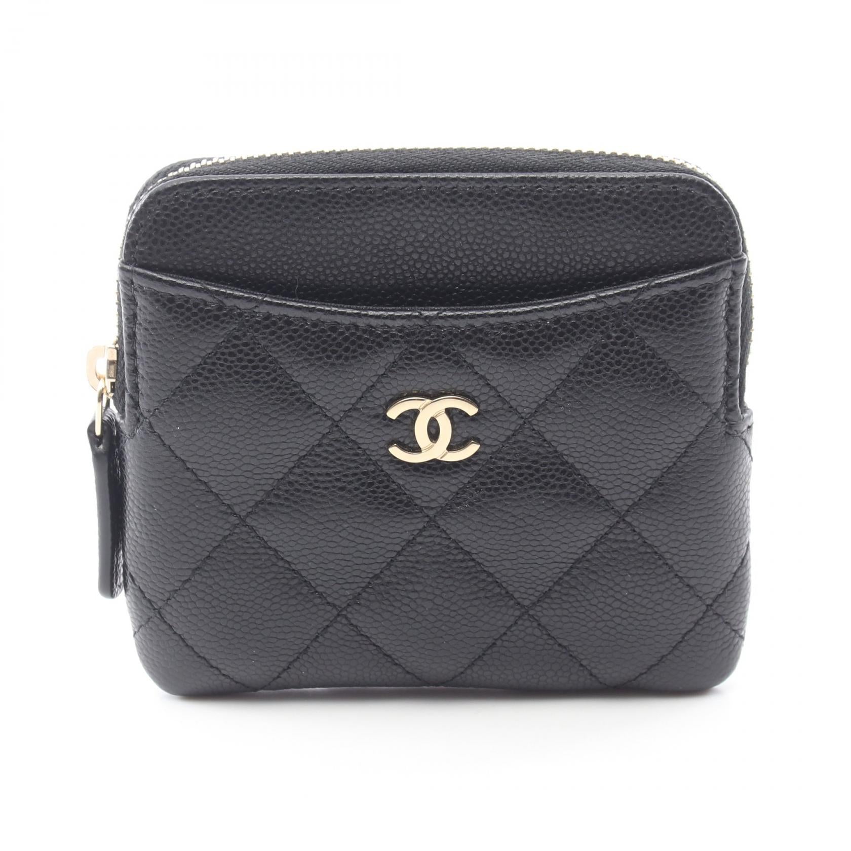 マトラッセ カードケース コインケース キャビアスキン ブラック ゴールド金具 シャネル 財布・小物 CHANEL