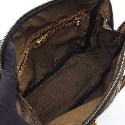 ゼブラ 2WAY ハンドバッグ トートバッグ キャンバス レザー ブラウン イエローブラウン ブラック フェンディ バッグ FENDI