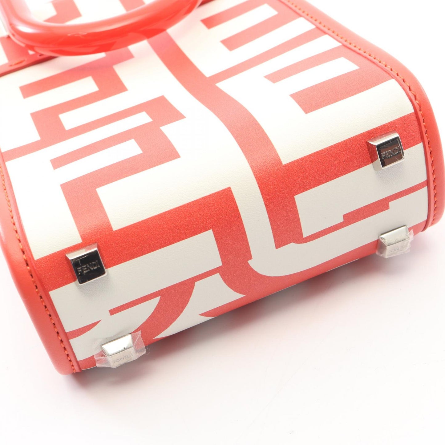 サンシャインショッパー ミニ 2WAY ハンドバッグ レザー オレンジレッド ホワイト フェンディ バッグ FENDI
