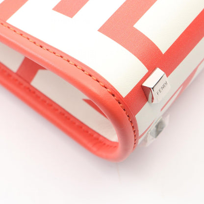 サンシャインショッパー ミニ 2WAY ハンドバッグ レザー オレンジレッド ホワイト フェンディ バッグ FENDI