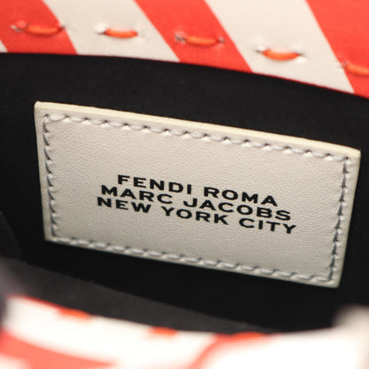 サンシャインショッパー ミニ 2WAY ハンドバッグ レザー オレンジレッド ホワイト フェンディ バッグ FENDI