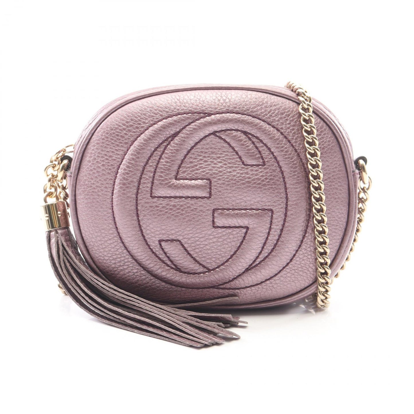 ソーホー タッセル メタリック チェーンショルダーバッグ レザー パープル グッチ バッグ GUCCI