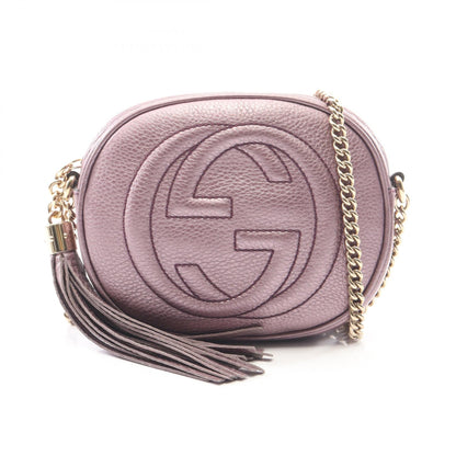 ソーホー タッセル メタリック チェーンショルダーバッグ レザー パープル グッチ バッグ GUCCI