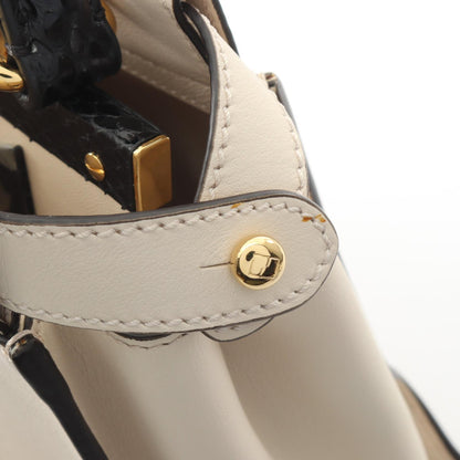 ピーカブー レギュラー グズ モンスターアイ 2WAY ハンドバッグ レザー パイソン アイボリー ブラック フェンディ バッグ FENDI