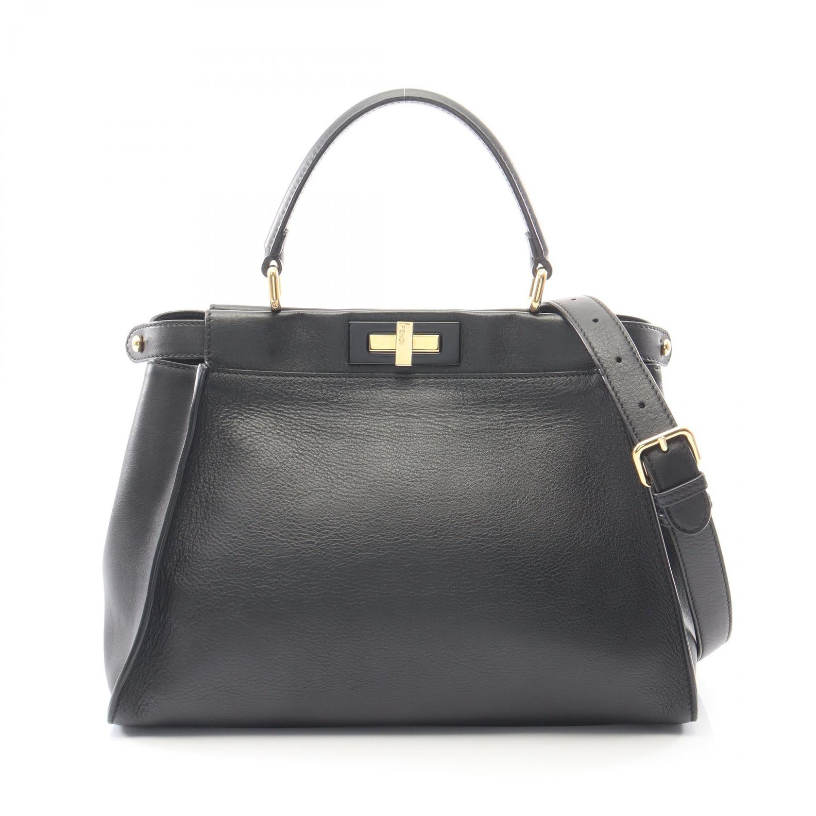 ピーカブー レギュラー 2WAY ハンドバッグ レザー ブラック フェンディ バッグ FENDI