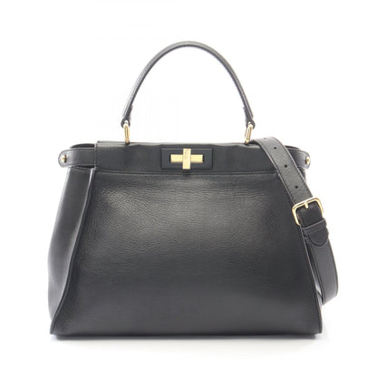 ピーカブー レギュラー 2WAY ハンドバッグ レザー ブラック フェンディ バッグ FENDI