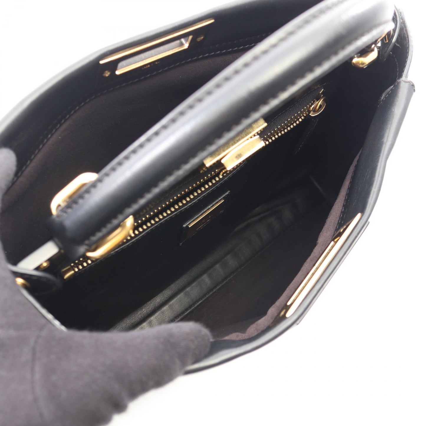 ピーカブー レギュラー 2WAY ハンドバッグ レザー ブラック フェンディ バッグ FENDI
