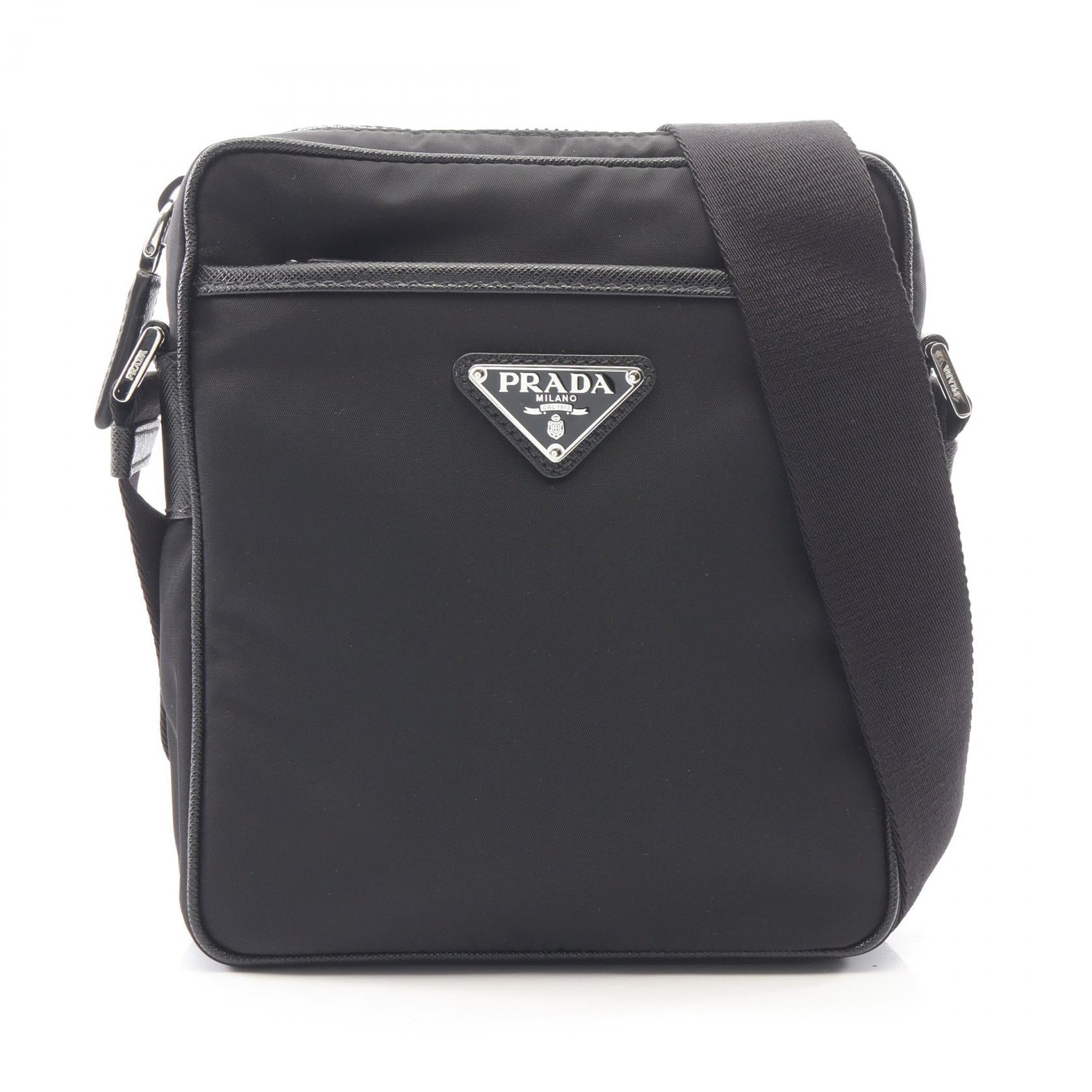 Re-Nylon ショルダーバッグ ナイロン サフィアーノレザー ブラック プラダ バッグ PRADA