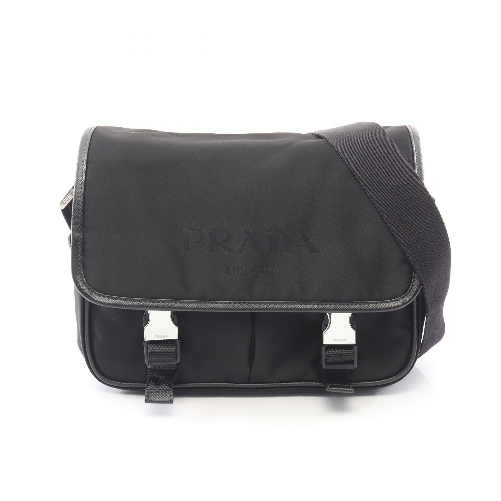 ショルダーバッグ ナイロン サフィアーノレザー ブラック プラダ バッグ PRADA