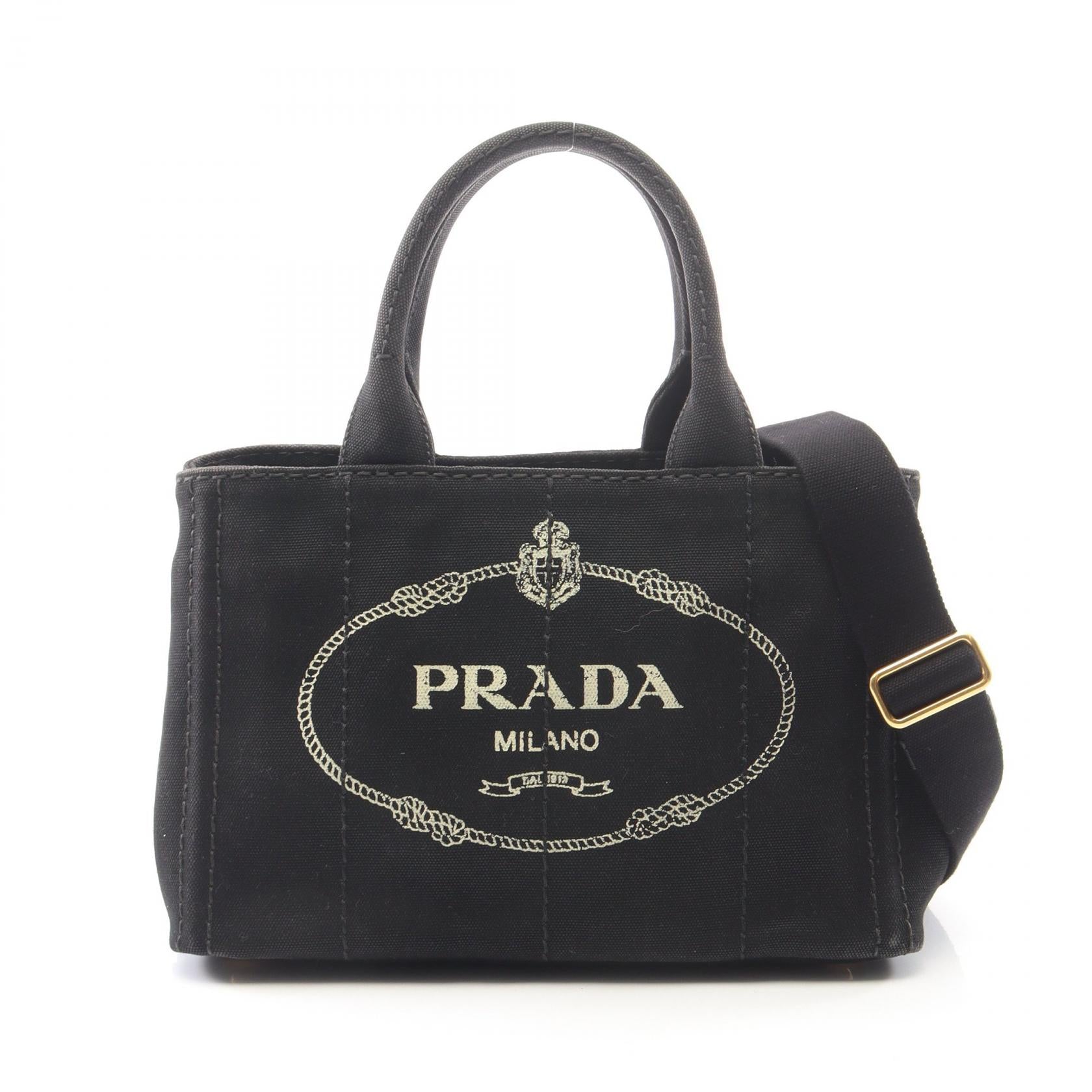 CANAPA カナパ 2WAY ハンドバッグ トートバッグ キャンバス ブラック プラダ バッグ PRADA