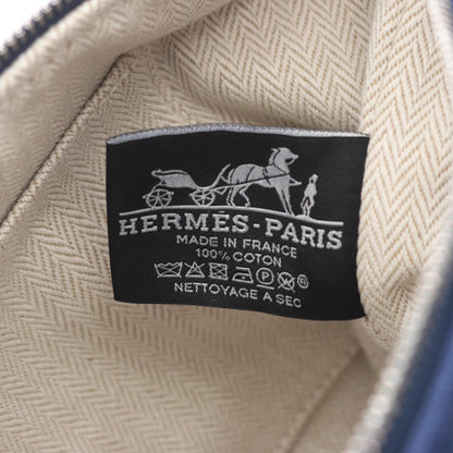 ブリッドアブラックPM ブルーマリン ハンドバッグ キャンバス ネイビー グリーン シルバー金具 エルメス バッグ HERMES
