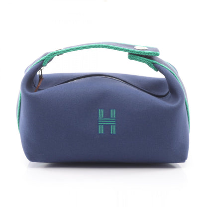 ブリッドアブラックPM ブルーマリン ハンドバッグ キャンバス ネイビー グリーン シルバー金具 エルメス バッグ HERMES