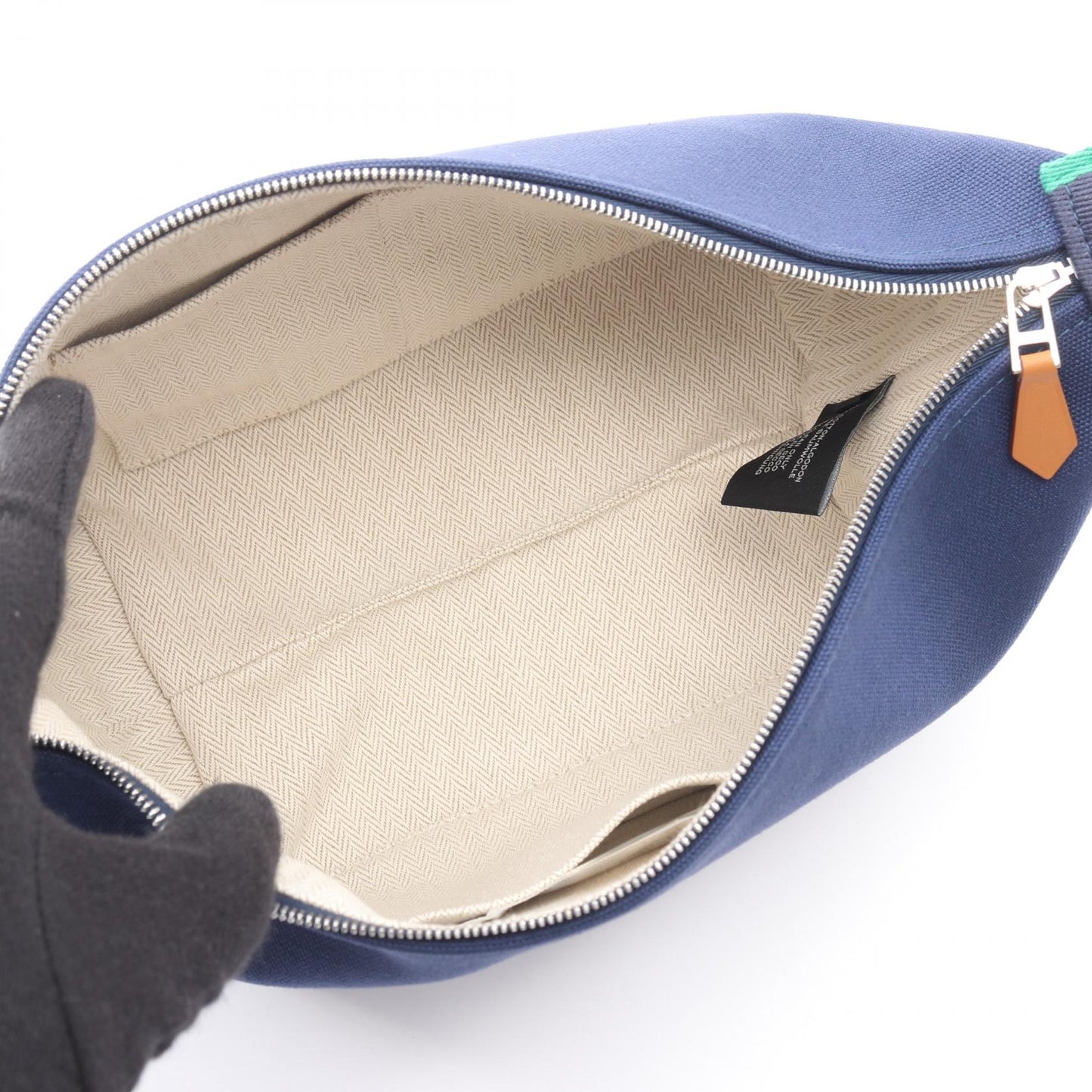 ブリッドアブラックPM ブルーマリン ハンドバッグ キャンバス ネイビー グリーン シルバー金具 エルメス バッグ HERMES
