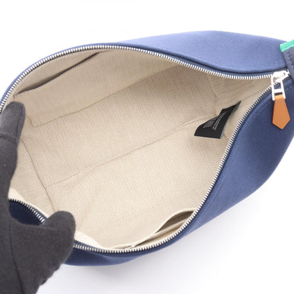 ブリッドアブラックPM ブルーマリン ハンドバッグ キャンバス ネイビー グリーン シルバー金具 エルメス バッグ HERMES