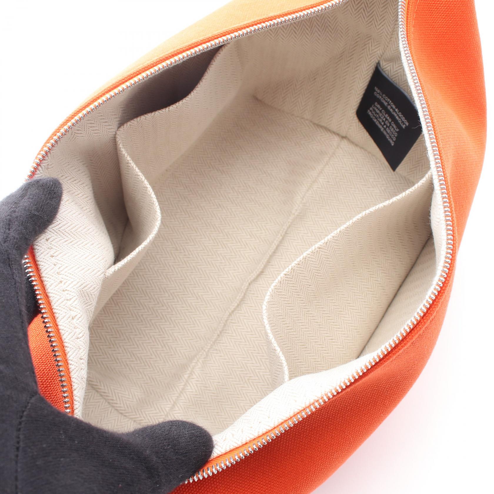 ブリッドアブラックPM オランジュ フー ハンドバッグ キャンバス オレンジ ボルドー シルバー金具 エルメス バッグ HERMES