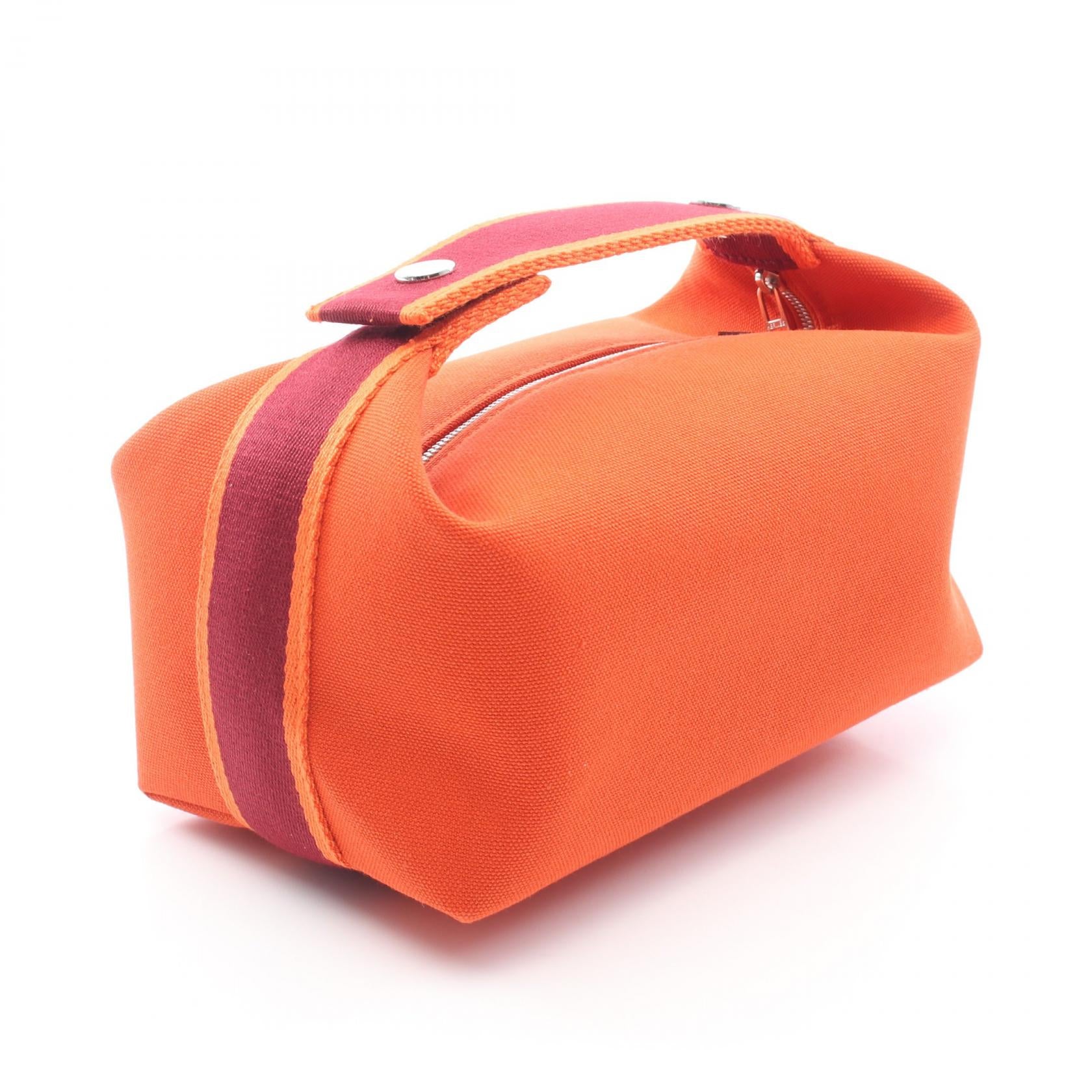 ブリッドアブラックPM オランジュ フー ハンドバッグ キャンバス オレンジ ボルドー シルバー金具 エルメス バッグ HERMES