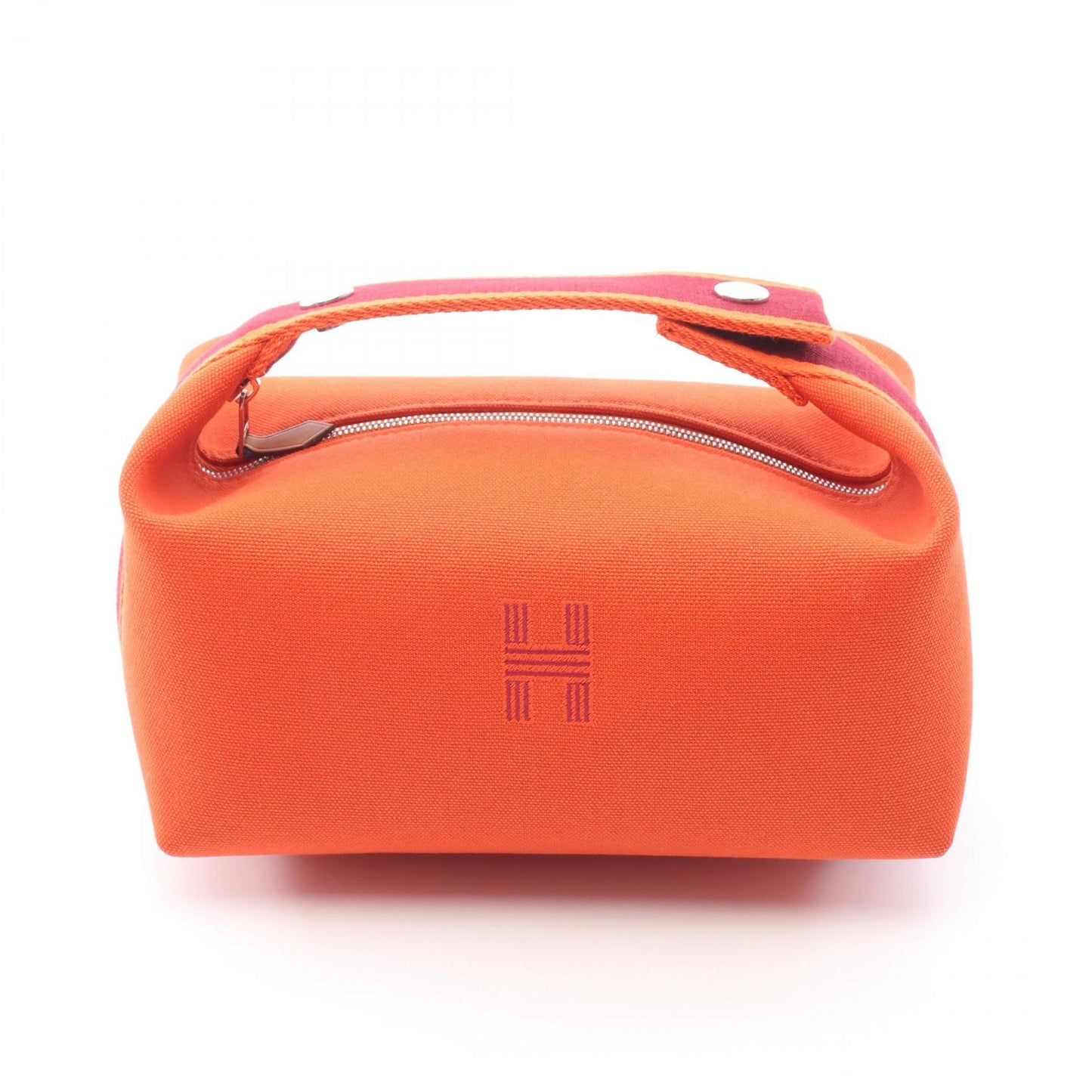 ブリッドアブラックPM オランジュ フー ハンドバッグ キャンバス オレンジ ボルドー シルバー金具 エルメス バッグ HERMES