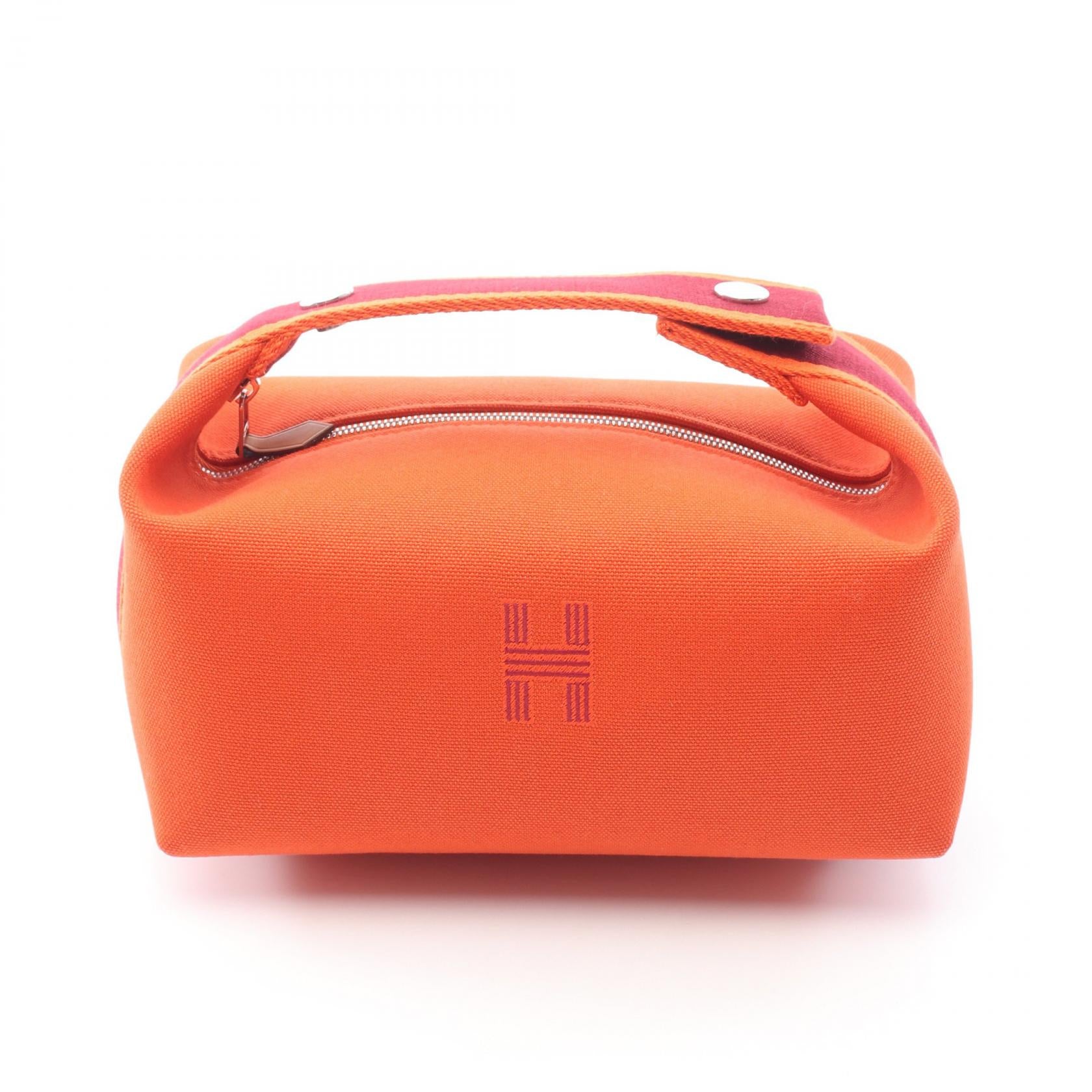 ブリッドアブラックPM オランジュ フー ハンドバッグ キャンバス オレンジ ボルドー シルバー金具 エルメス バッグ HERMES