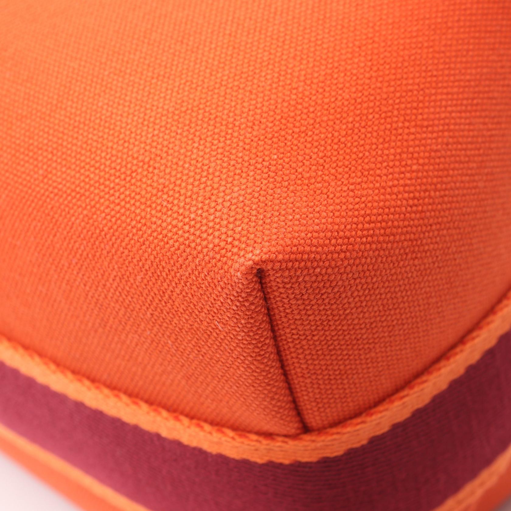 ブリッドアブラックPM オランジュ フー ハンドバッグ キャンバス オレンジ ボルドー シルバー金具 エルメス バッグ HERMES