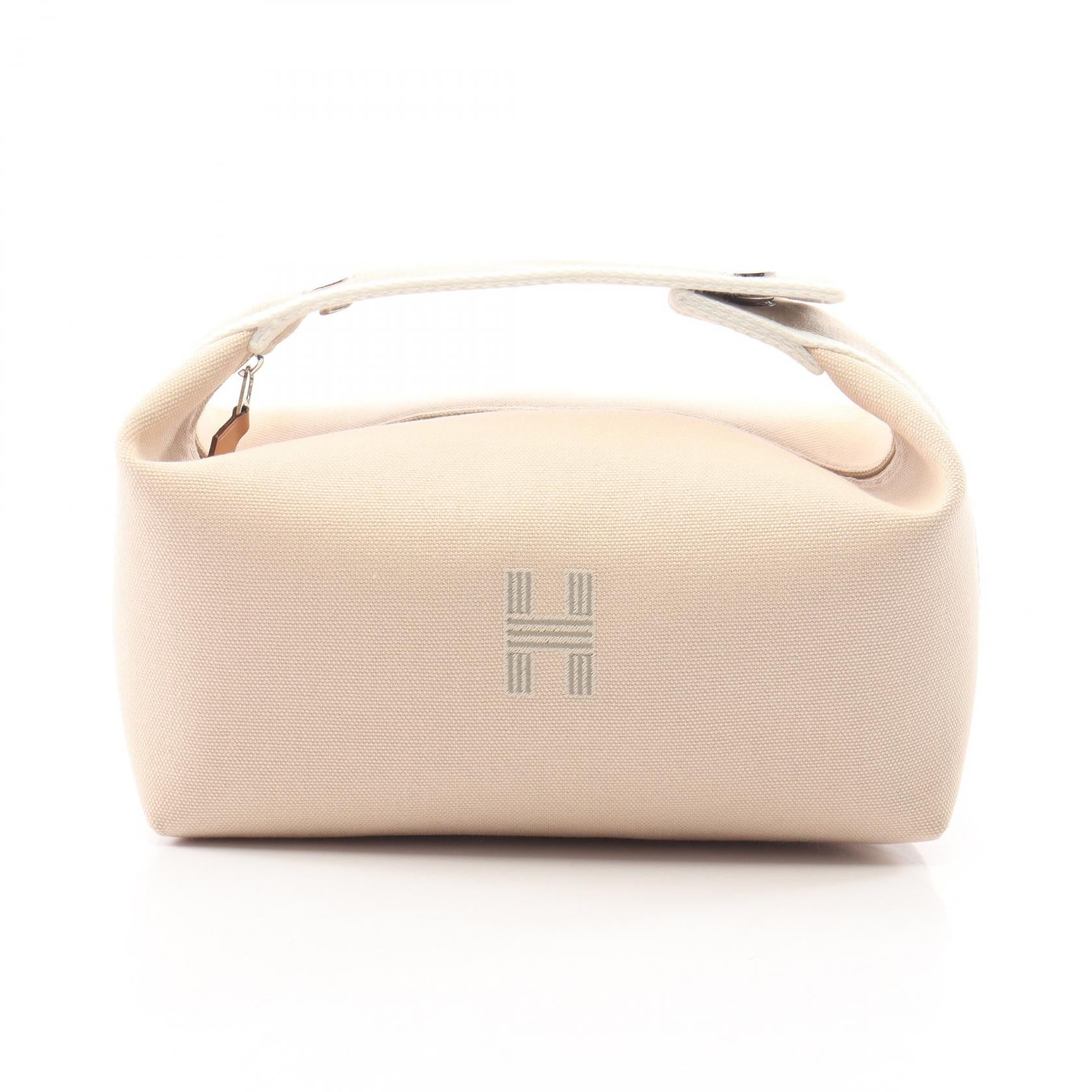 ブリッドアブラックPM ハンドバッグ キャンバス ベージュ グレーベージュ シルバー金具 エルメス バッグ HERMES