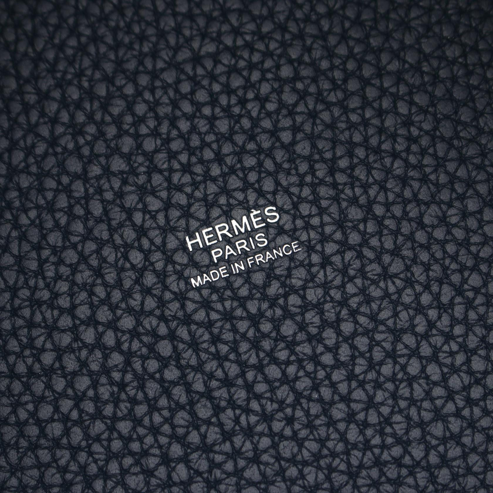 ピコタンロックMM ブルードプリュス ハンドバッグ トリヨンクレマンス ダークブルー シルバー金具 U刻印 エルメス バッグ HERMES