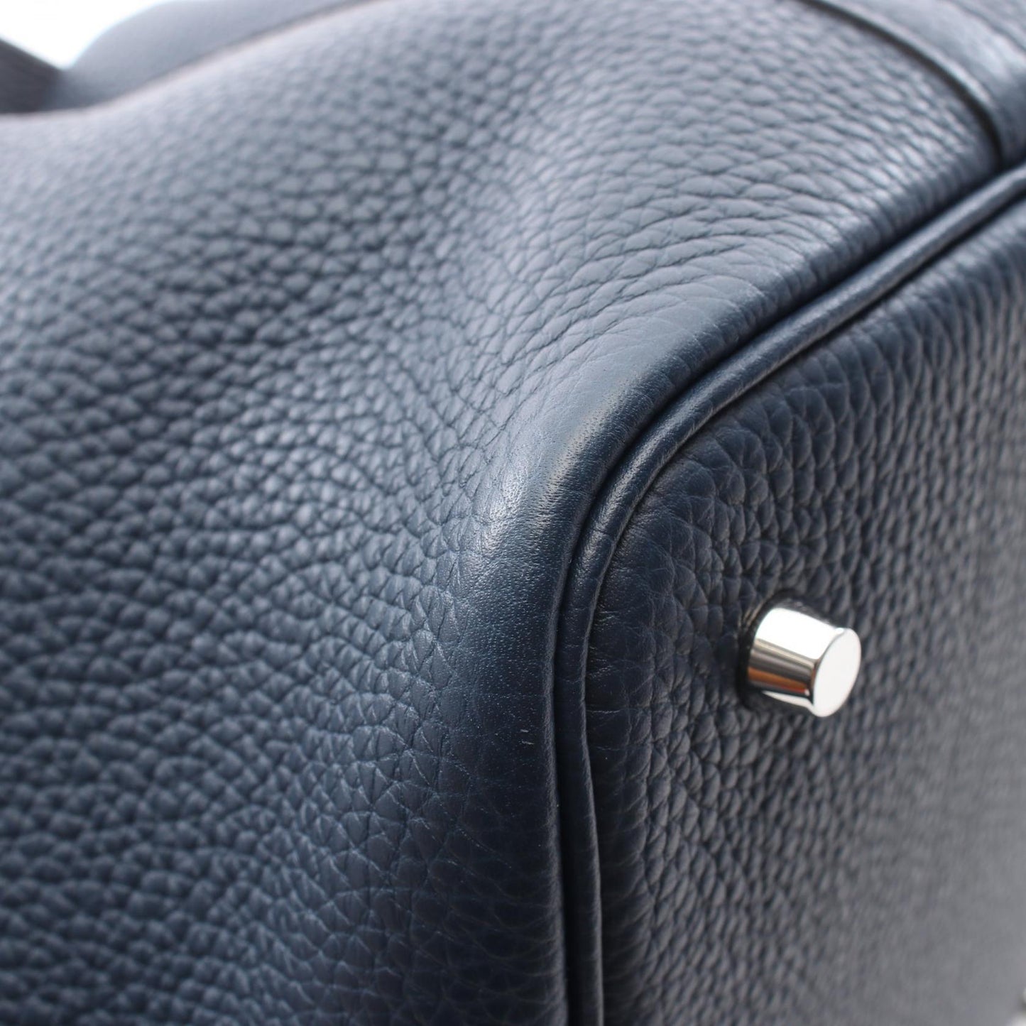 ピコタンロックMM ブルードプリュス ハンドバッグ トリヨンクレマンス ダークブルー シルバー金具 U刻印 エルメス バッグ HERMES