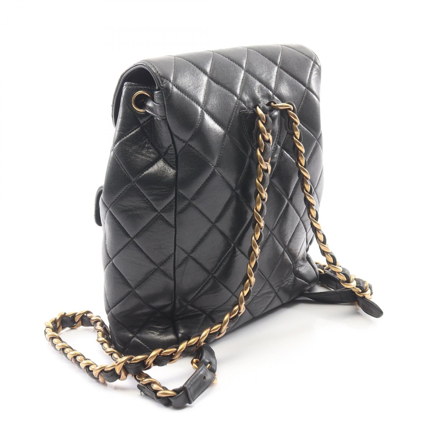 マトラッセ バックパック リュックサック ラムスキン ブラック ゴールド金具 シャネル バッグ CHANEL