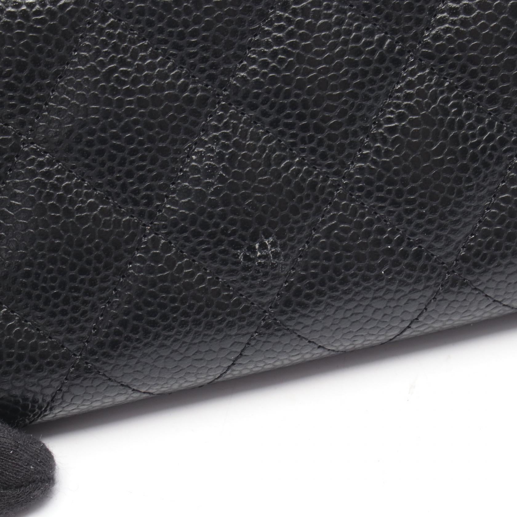 CHANEL キャビアスキン　マトラッセ　ゴールド金具　ケース　三つ折り マトラッセ 三つ折り財布 キャビアスキン ブラック ゴールド金具
