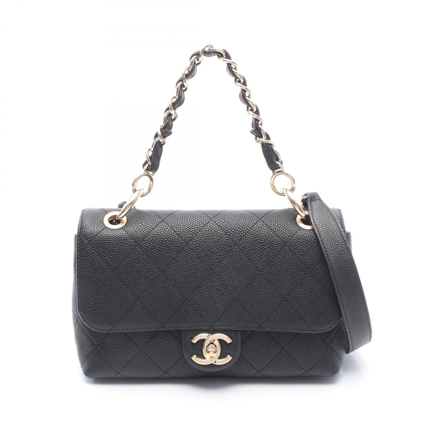 マトラッセ 2WAY チェーンショルダーバッグ キャビアスキン ブラック ゴールド金具 シャネル バッグ CHANEL