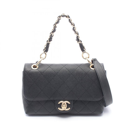 マトラッセ 2WAY チェーンショルダーバッグ キャビアスキン ブラック ゴールド金具 シャネル バッグ CHANEL