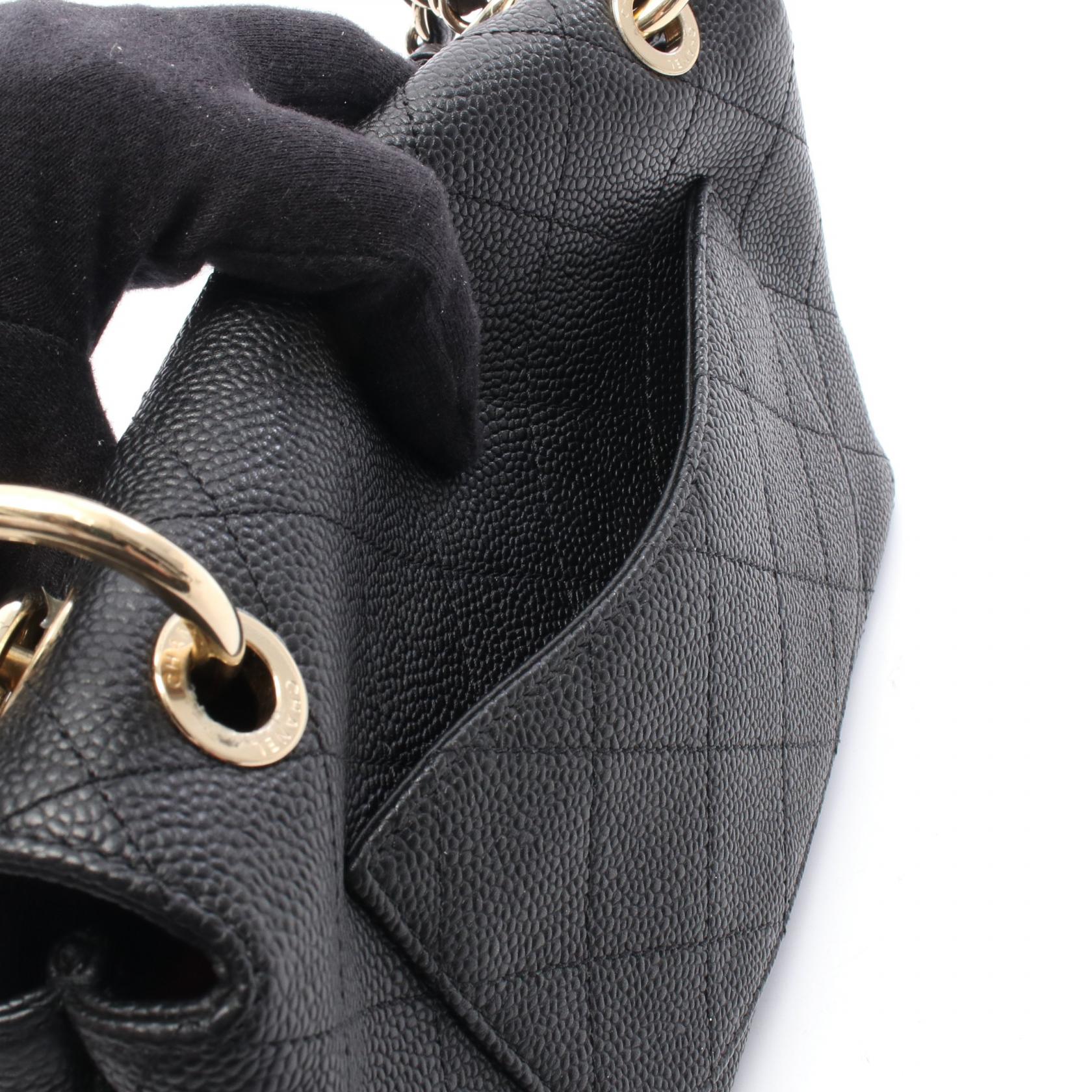 マトラッセ 2WAY チェーンショルダーバッグ キャビアスキン ブラック ゴールド金具 シャネル バッグ CHANEL