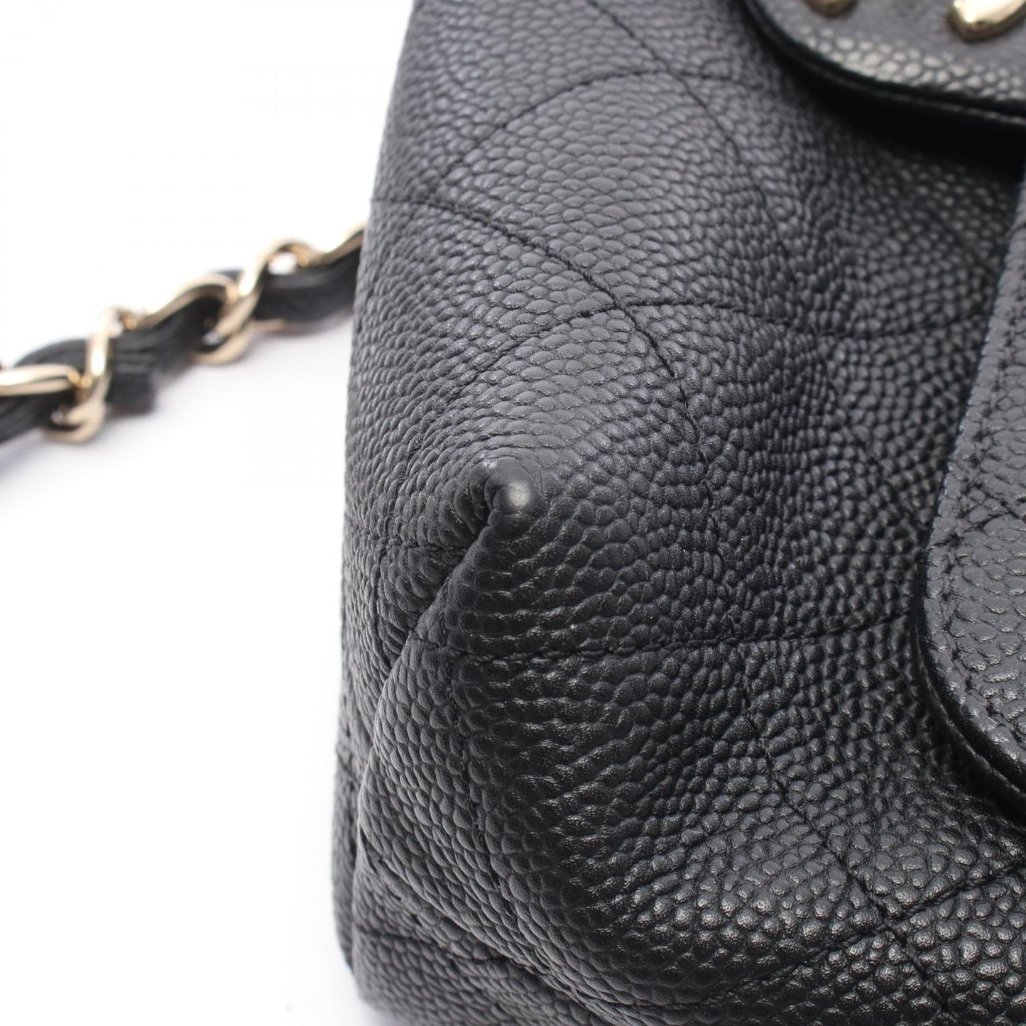 マトラッセ 2WAY チェーンショルダーバッグ キャビアスキン ブラック ゴールド金具 シャネル バッグ CHANEL