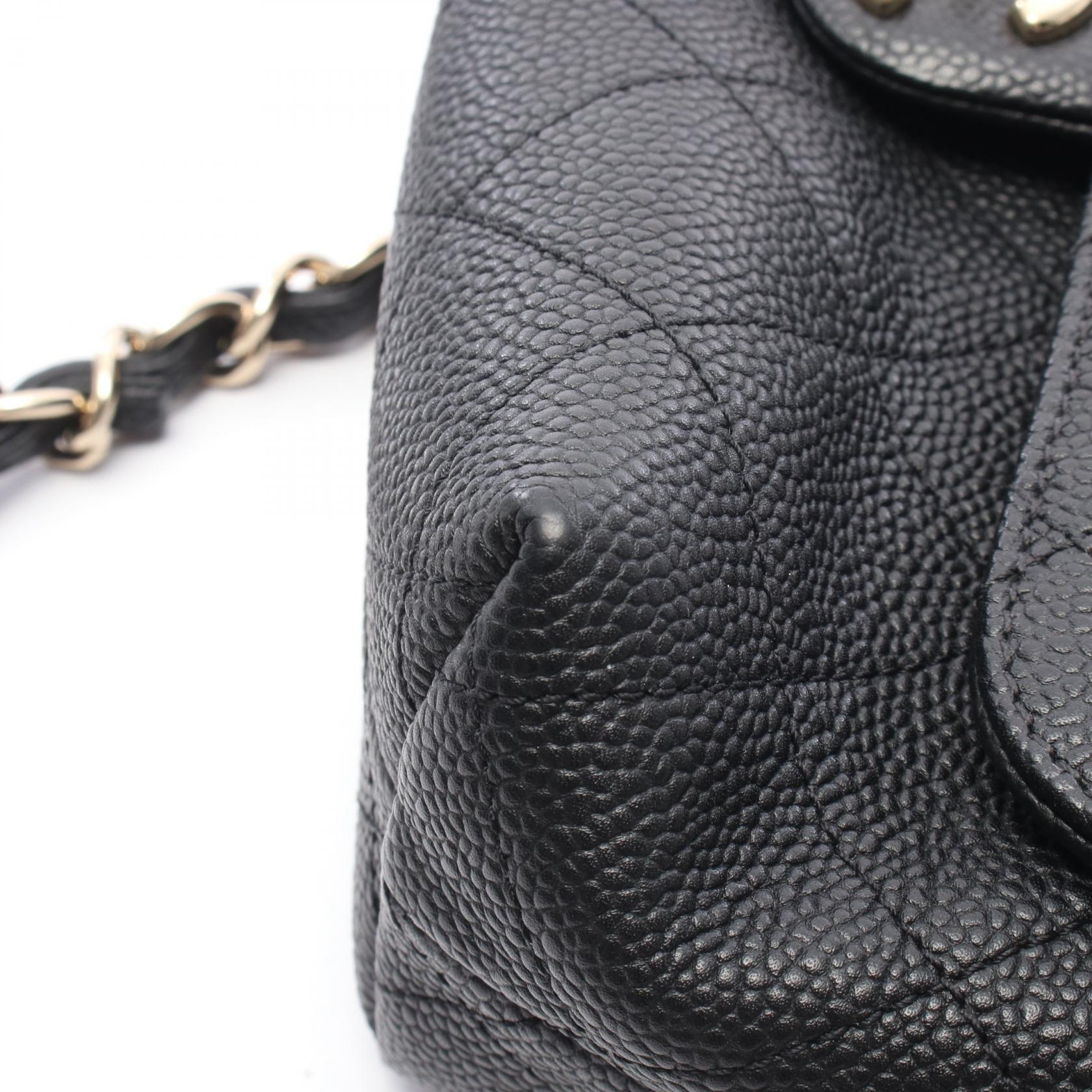 マトラッセ 2WAY チェーンショルダーバッグ キャビアスキン ブラック ゴールド金具 シャネル バッグ CHANEL