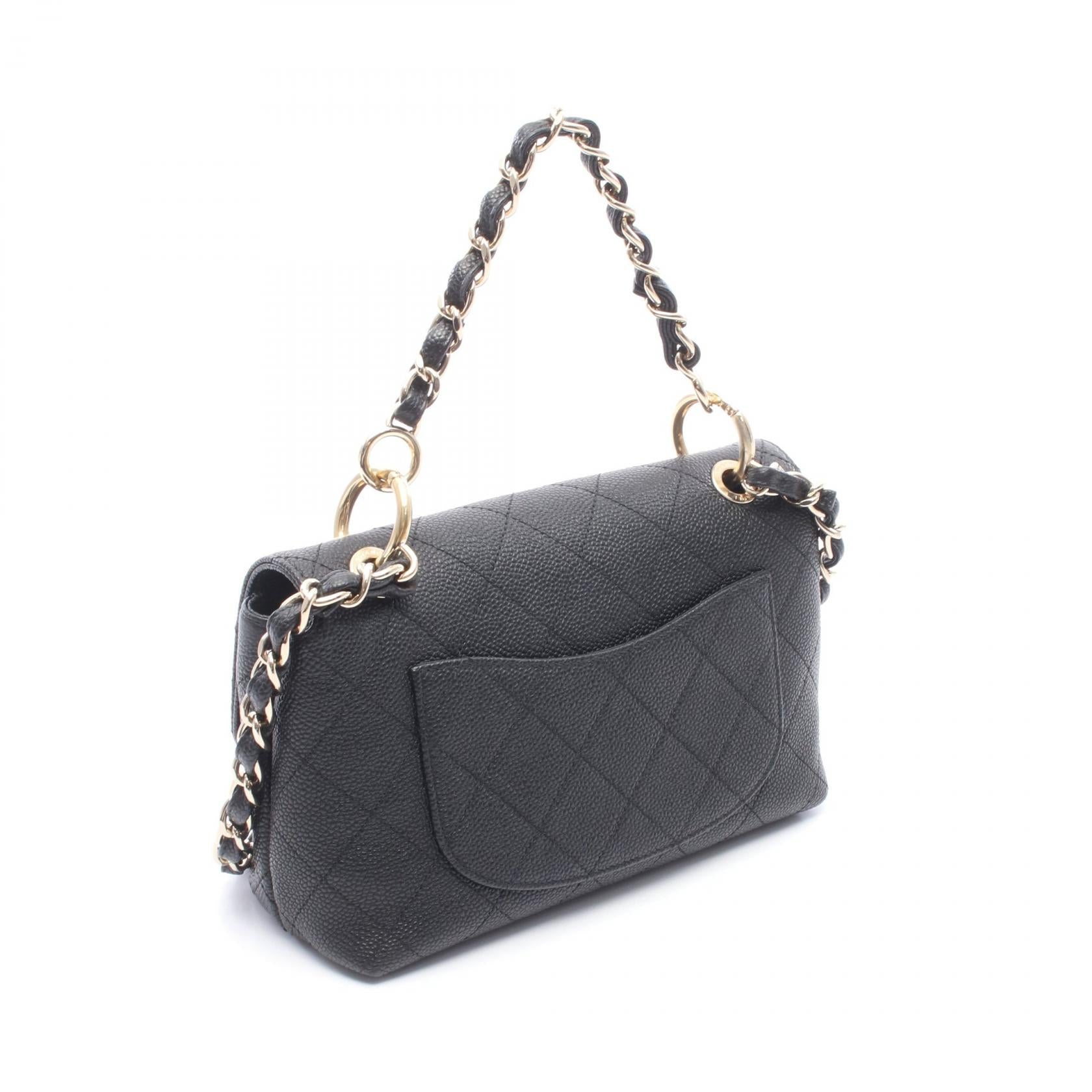 マトラッセ 2WAY チェーンショルダーバッグ キャビアスキン ブラック ゴールド金具 シャネル バッグ CHANEL