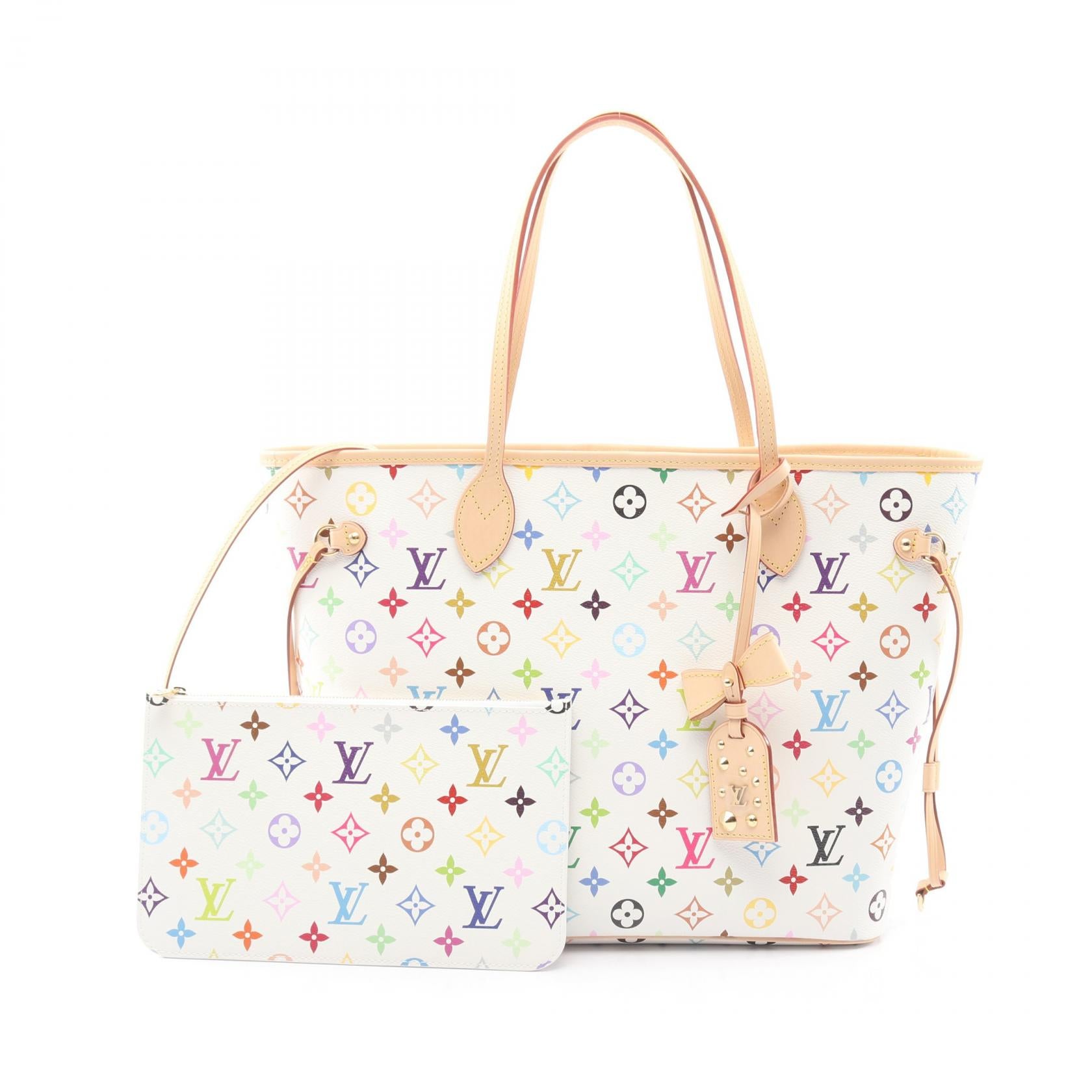 LV × TM ネヴァーフルMM モノグラムマルチカラー ショルダーバッグ トートバッグ PVC レザー ホワイト ルイヴィトン バッグ LOUIS VUITTON