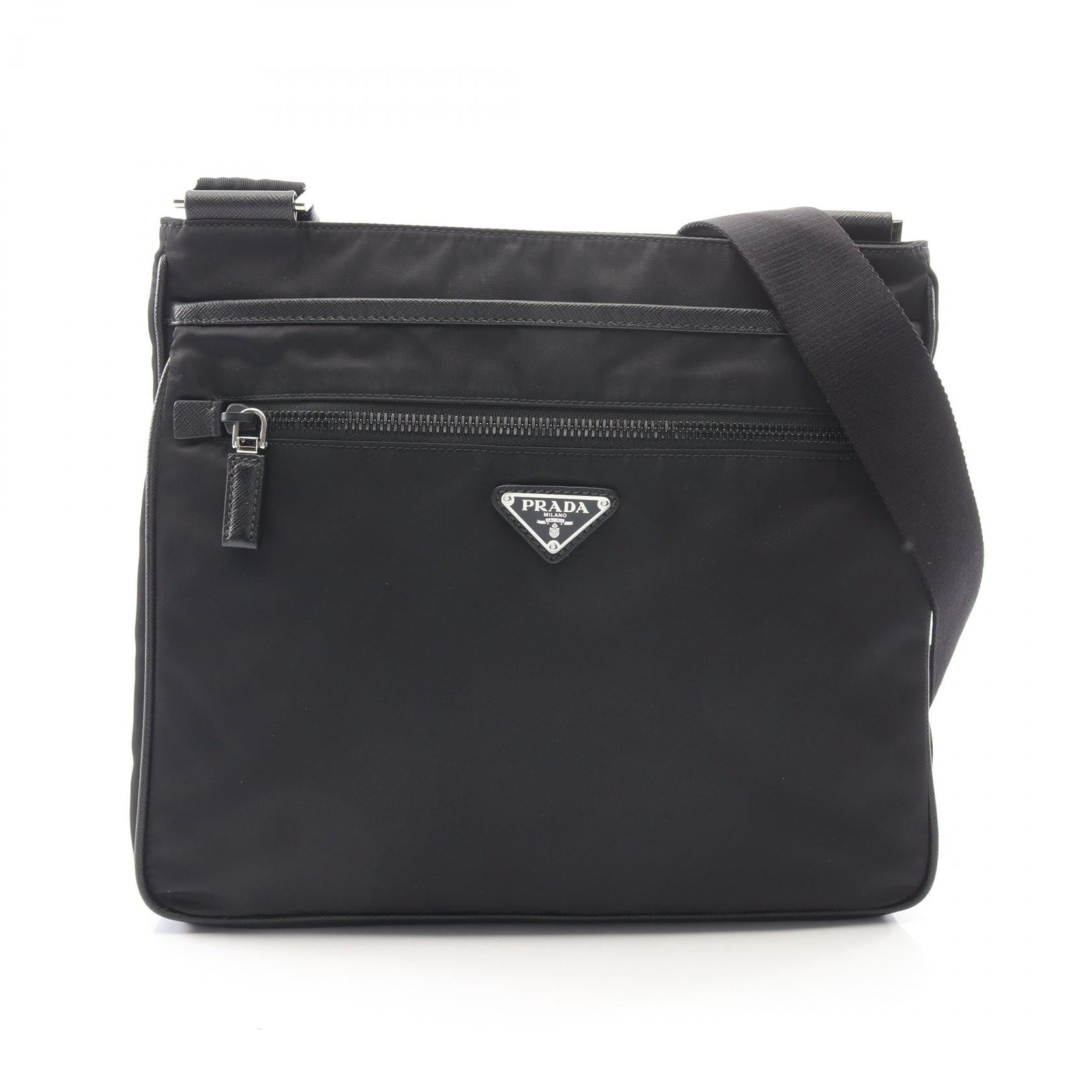 Re-Nylon ショルダーバッグ ナイロン サフィアーノレザー ブラック プラダ バッグ PRADA