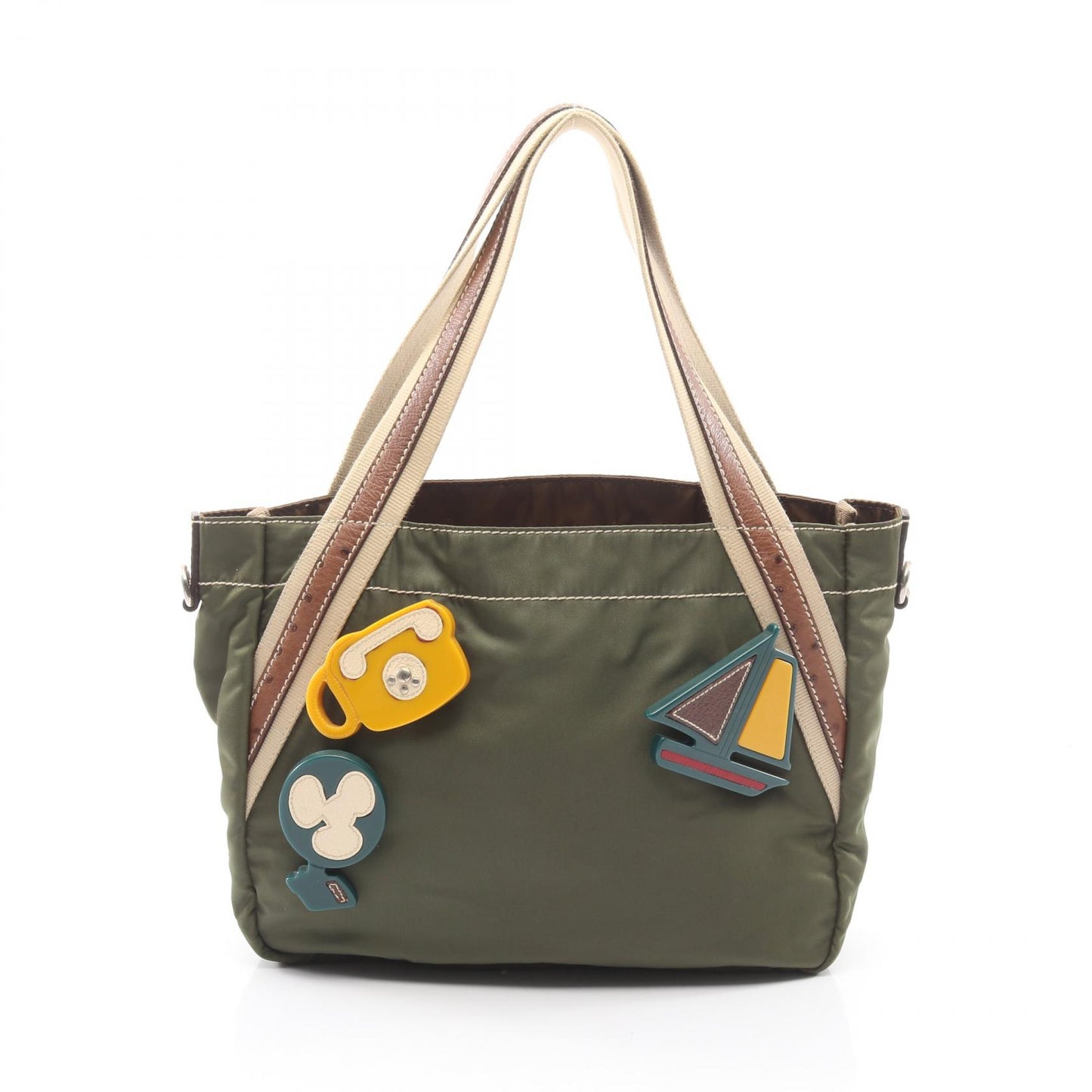 ハンドバッグ トートバッグ ナイロン オーストリッチ キャンバス カーキグリーン ブラウン アイボリー プラダ バッグ PRADA