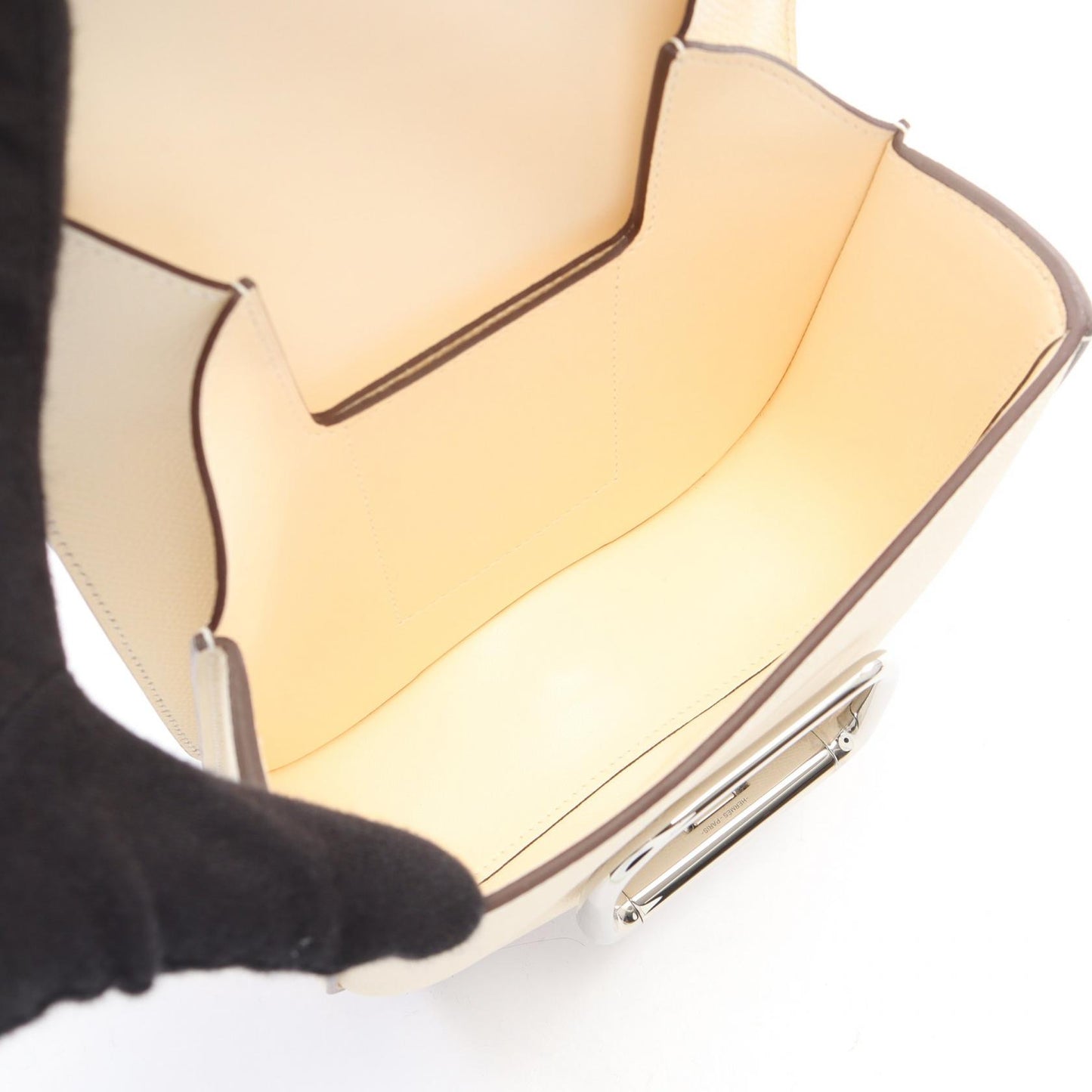 デッラ カヴァッレリア ミニ ナタ ショルダーバッグ ヴォーエプソン アイボリー シルバー金具 B刻印 エルメス バッグ HERMES