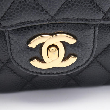マトラッセ Wフラップ Wチェーンショルダーバッグ キャビアスキン ブラック ゴールド金具 シャネル バッグ CHANEL