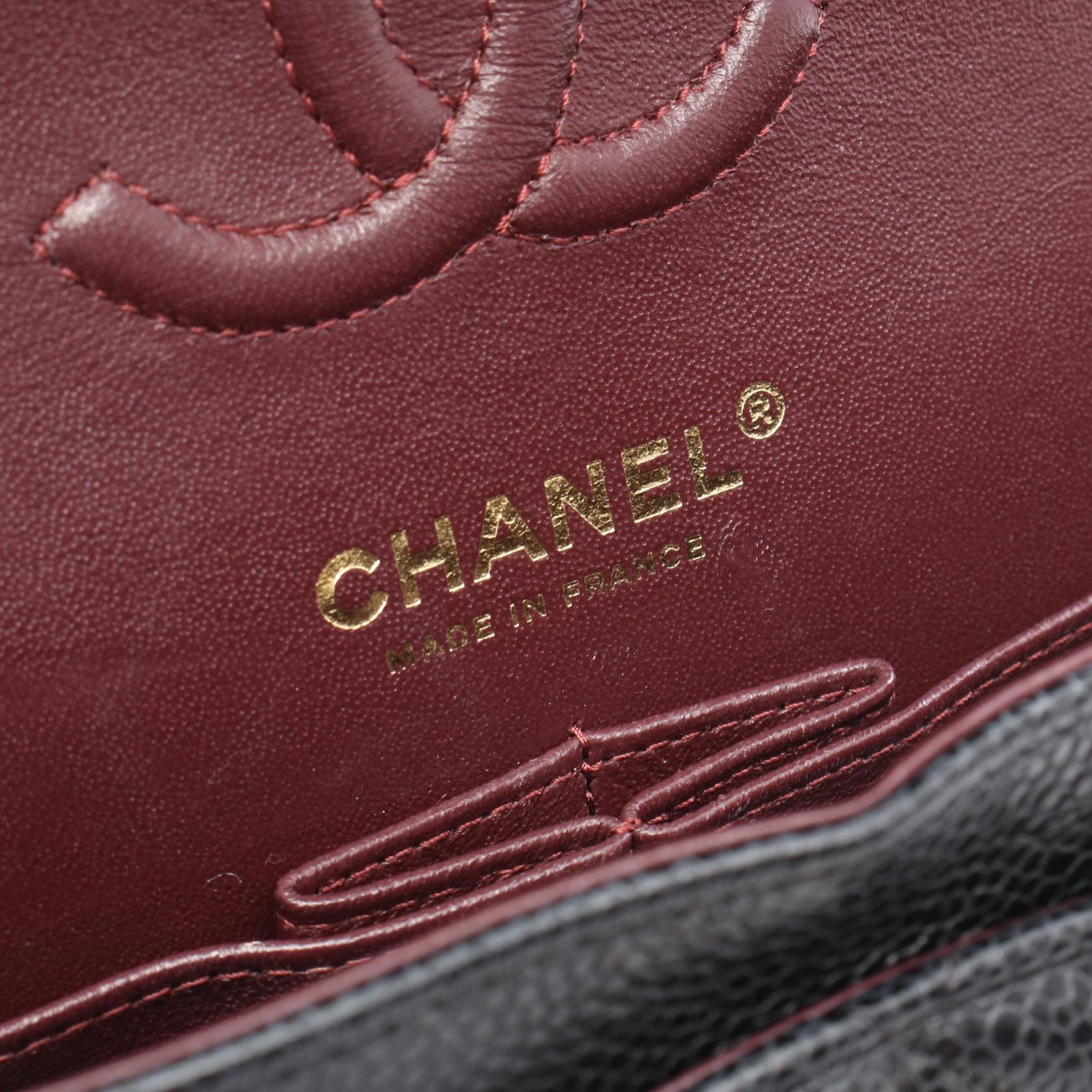 マトラッセ Wフラップ Wチェーンショルダーバッグ キャビアスキン ブラック ゴールド金具 シャネル バッグ CHANEL