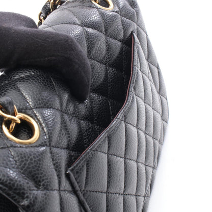 マトラッセ Wフラップ Wチェーンショルダーバッグ キャビアスキン ブラック ゴールド金具 シャネル バッグ CHANEL