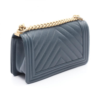 ボーイシャネル チェーンショルダーバッグ キャビアスキン ブルーグリーン ゴールド金具 シャネル バッグ CHANEL