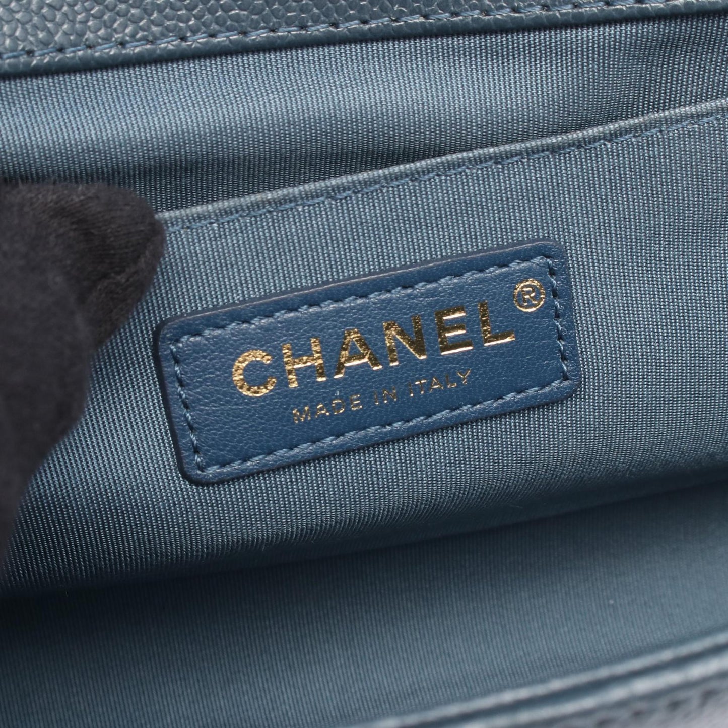 ボーイシャネル チェーンショルダーバッグ キャビアスキン ブルーグリーン ゴールド金具 シャネル バッグ CHANEL