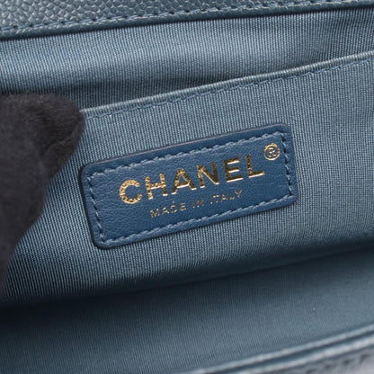 ボーイシャネル チェーンショルダーバッグ キャビアスキン ブルーグリーン ゴールド金具 シャネル バッグ CHANEL