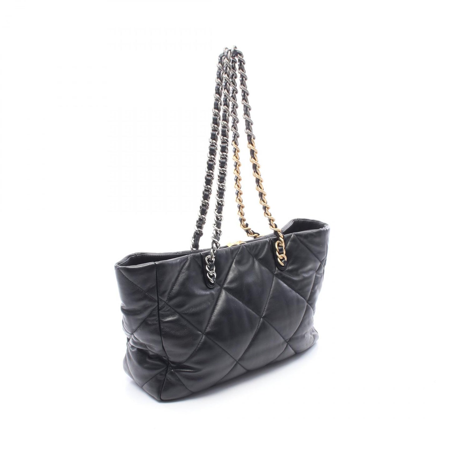 CHANEL19 マトラッセ チェーンショルダーバッグ チェーントートバッグ レザー ブラック コンビ金具 シャネル バッグ CHANEL