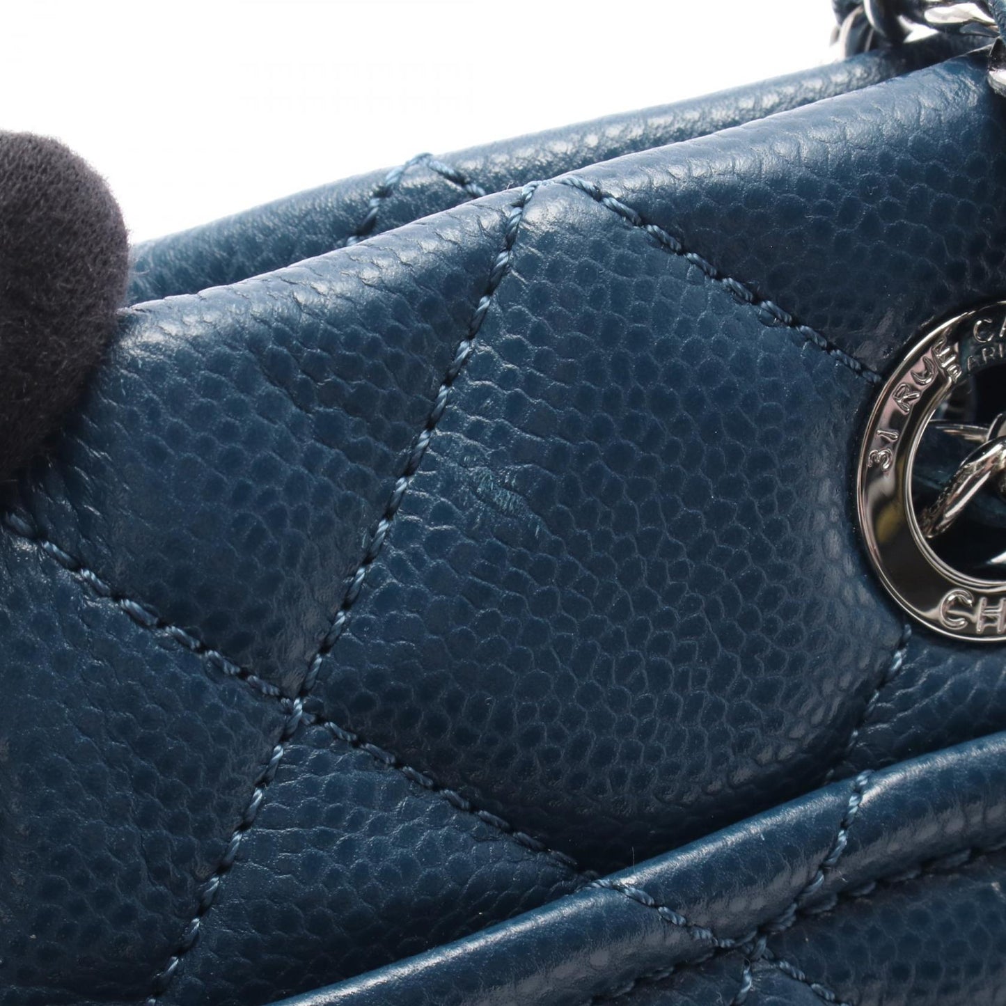 マトラッセ チェーンショルダーバッグ チェーントートバッグ キャビアスキン ブルー シルバー金具 シャネル バッグ CHANEL